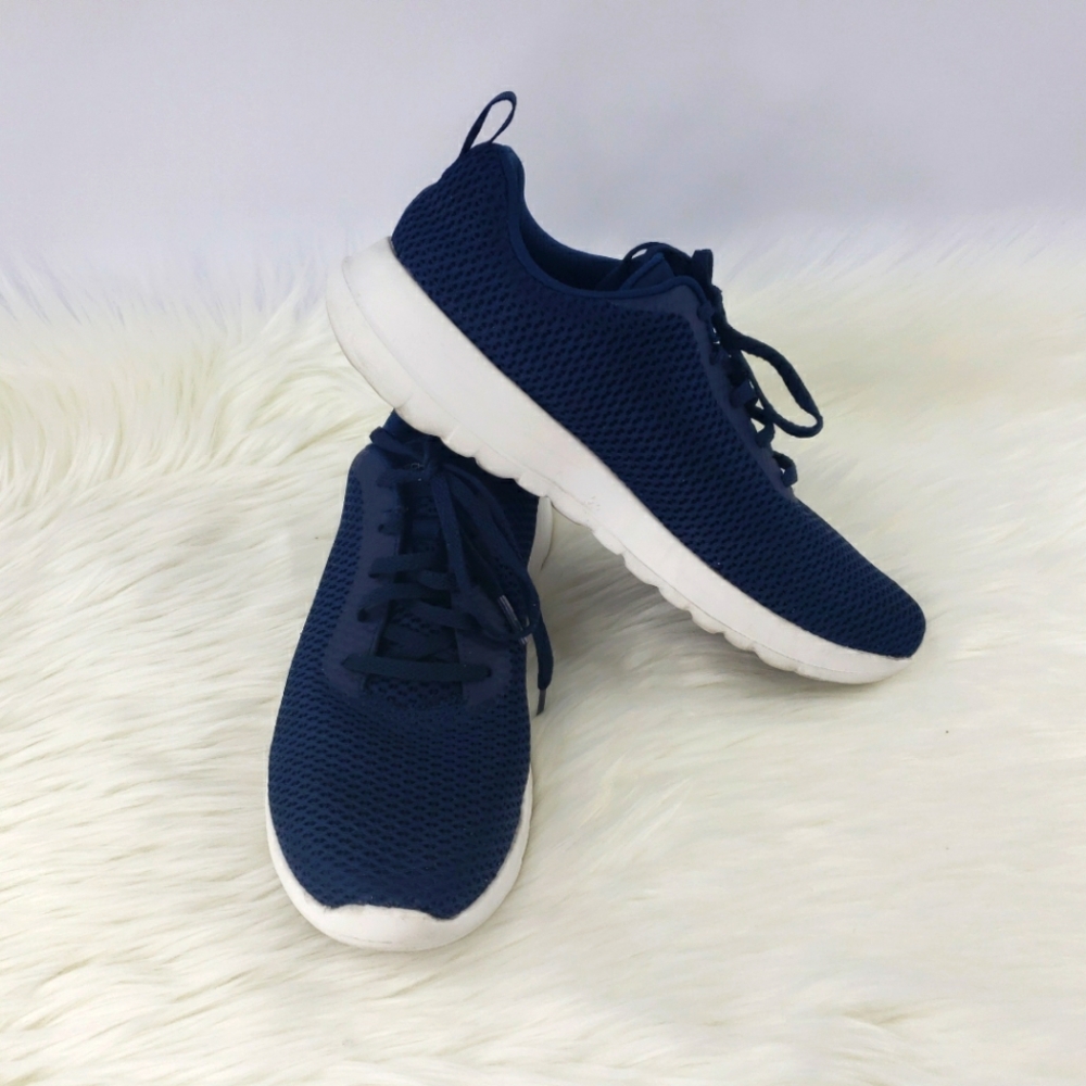 SKECHERS GO WALK 15601 WOMEN 8 USED BLUE MESH SNEAKERS MEMORY FOAM GOGA